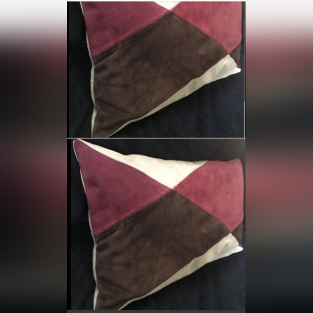 FRANCE SIA Collection 2 PC SET Genuine Suede Leather Pillow Cushion Cover, NWT